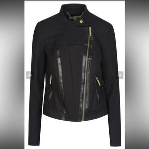 Sz 4 Michael Kors Black Leather Trim Jacket